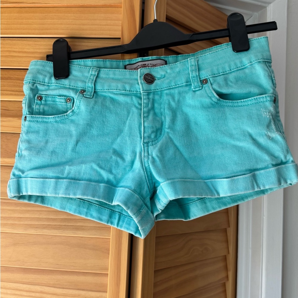 Stylish Turquoise Jean Shorts